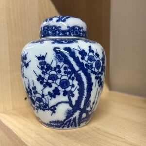 Blue and White Floral Porcelain Jar